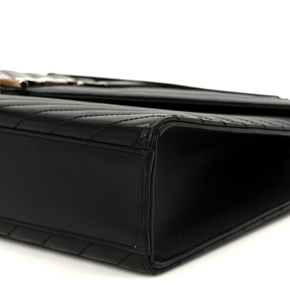 Saint Laurent Smooth Calfskin Matelasse Chevron Large Monogram Satchel Black 10 of 10