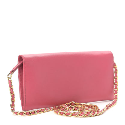 Prada Saffiano Metal Oro Chain Wallet Peonia 3 of 10