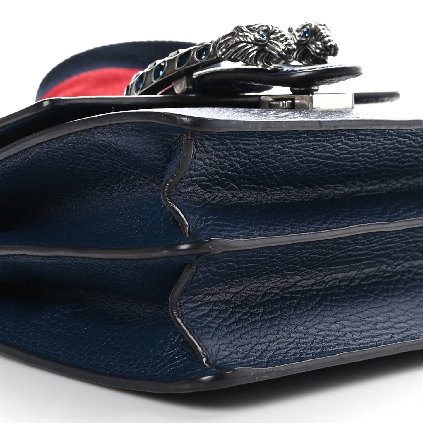 Dollar Calfskin Crystal Web Mini Dionysus Bamboo Top Handle Bag Blue Agata Montana Sapphire