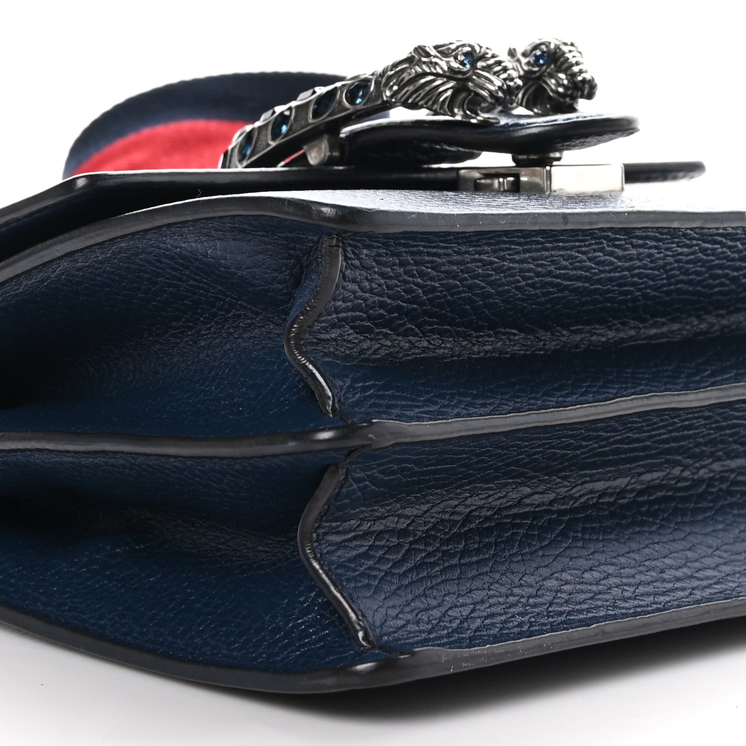 Gucci Dollar Calfskin Crystal Web Mini Dionysus Bamboo Top Handle Bag Blue Agata Montana Sapphire 10 of 11