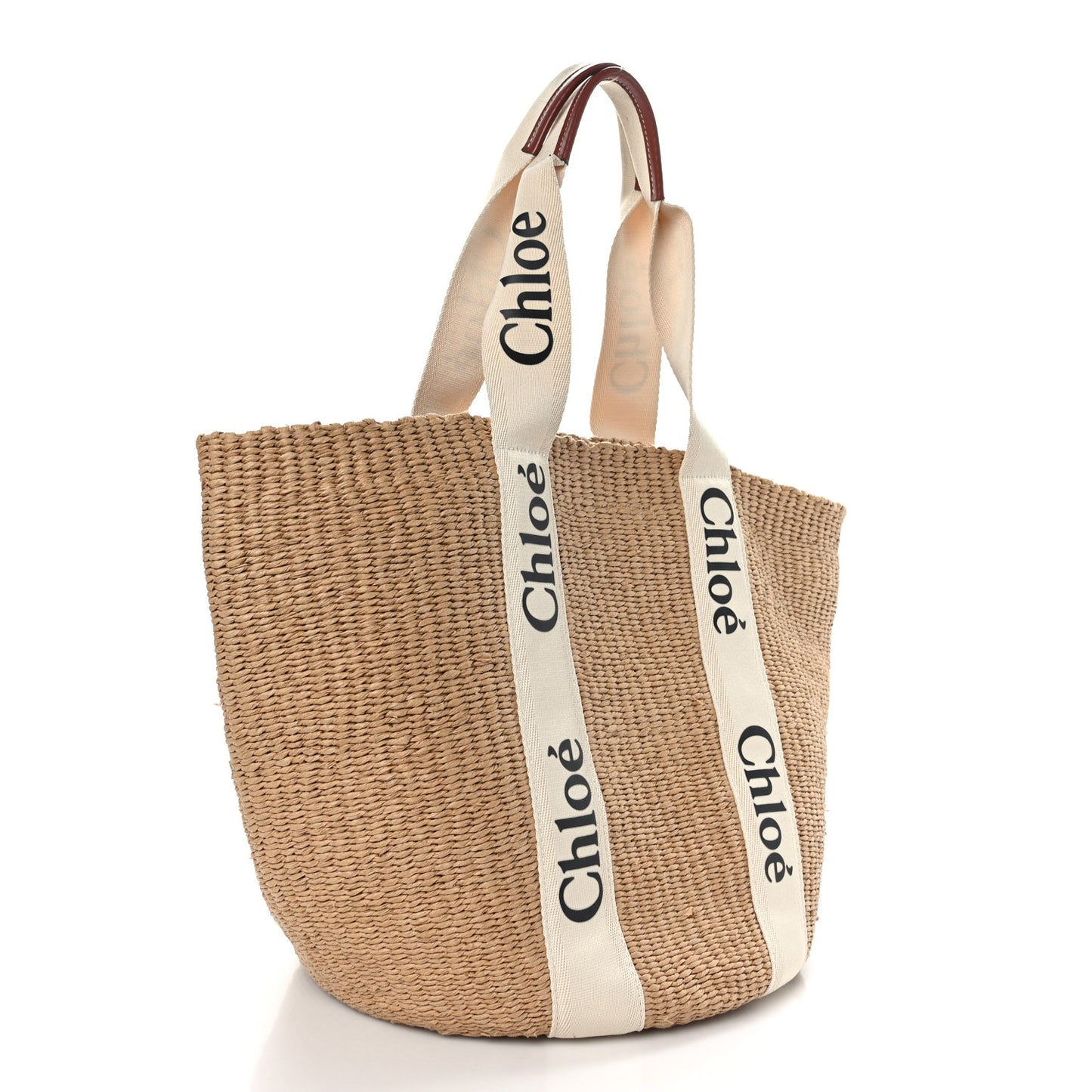 Raffia Large Woody Tote White