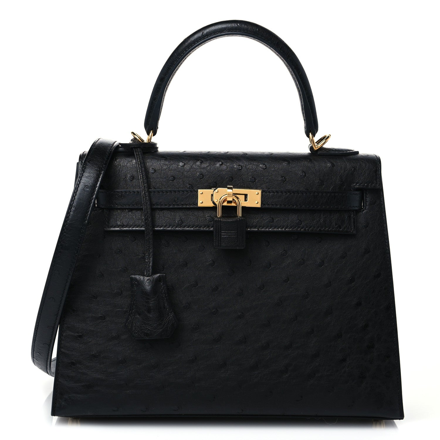 Hermes Ostrich Kelly Sellier 25 Black 1 of 9