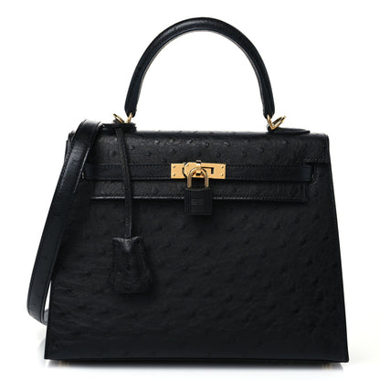 Hermes Ostrich Kelly Sellier 25 Black 1 of 9