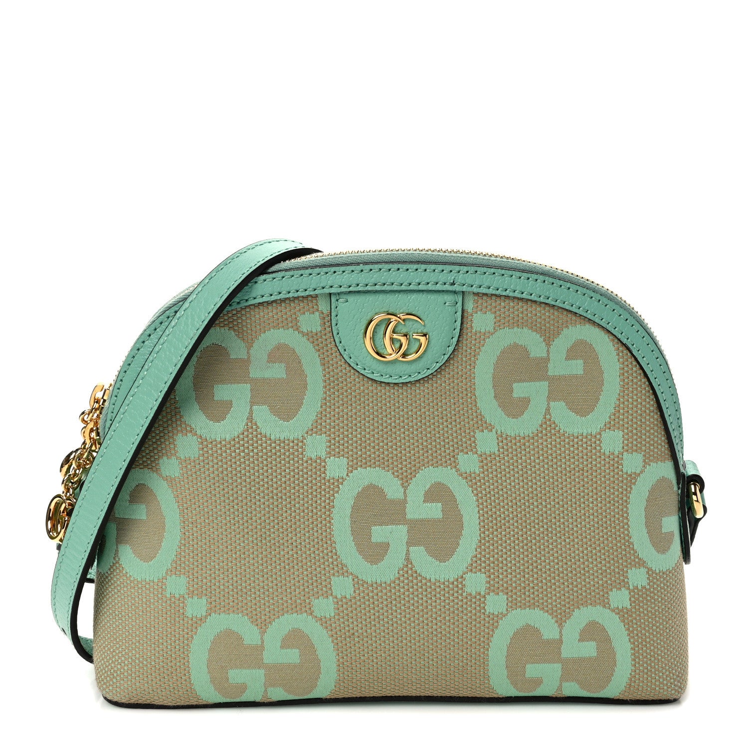 Gucci Monogram Jumbo GG Textured Dollar Calfskin Small Ophidia Dome Shoulder Bag Beige Pepperlight Mint 1 of 11