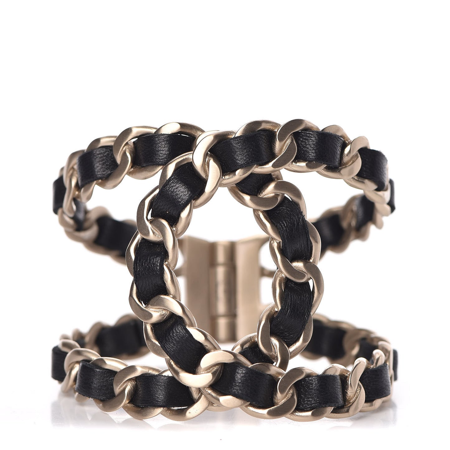 Lambskin Chain CC Cuff Black Gold
