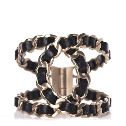 Chanel Lambskin Chain CC Cuff Black Gold 1 of 5
