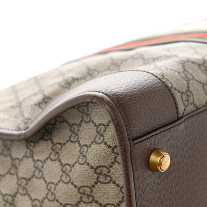 Gucci Soft GG Supreme Monogram Textured Dollar Calfskin Web Large Ophidia Carry-On Duffle Bag Beige Ebony New Acero 10 of 13