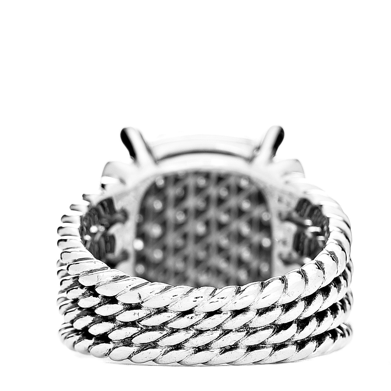 David Yurman Sterling Silver Diamond 16mm Wheaton Ring 54 7 3 of 5