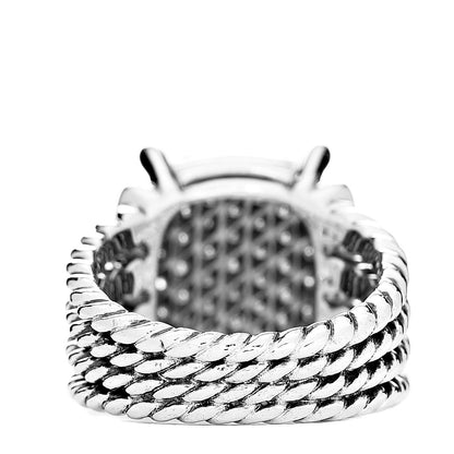 David Yurman Sterling Silver Diamond 16mm Wheaton Ring 54 7 3 of 5