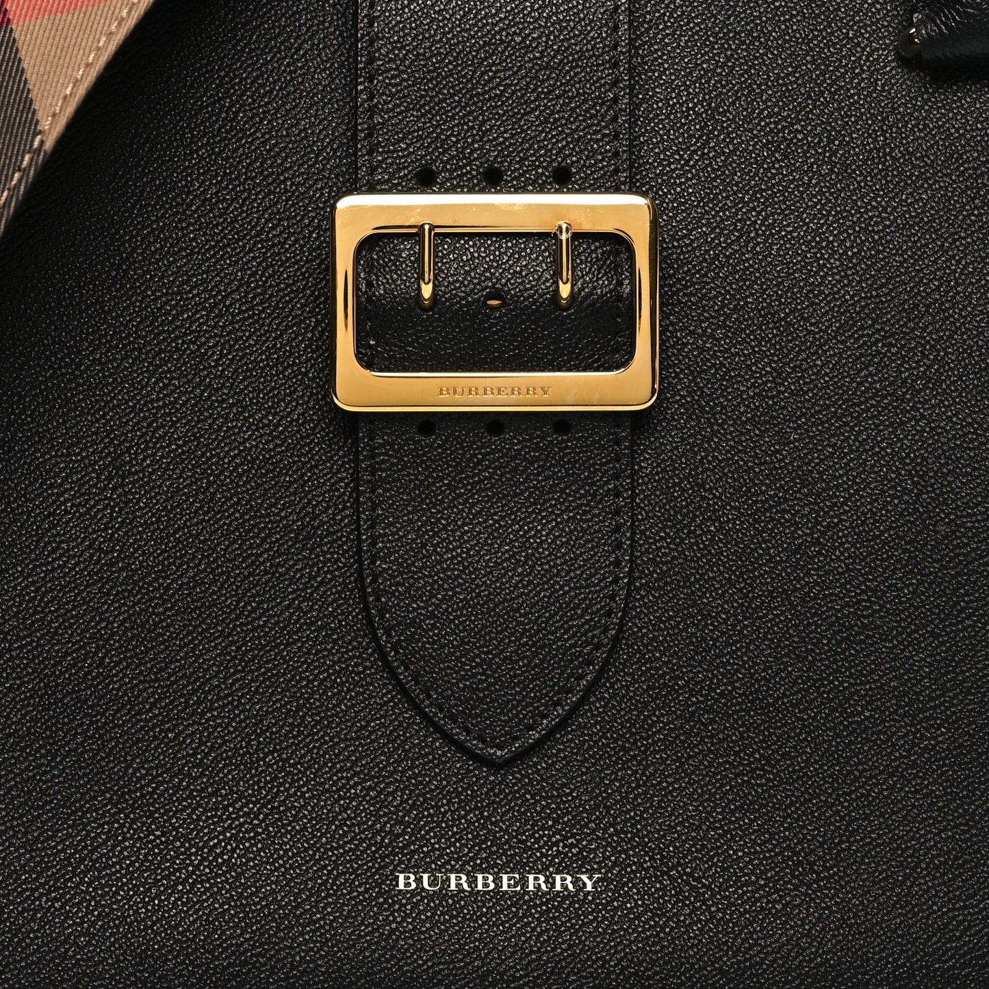 Soft Grain Calfskin Medium Buckle Tote Black