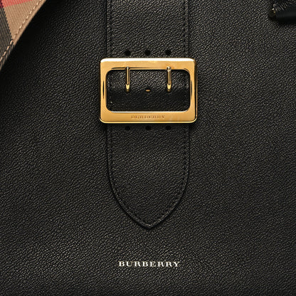 Burberry Soft Grain Calfskin Medium Buckle Tote Black 7 of 9