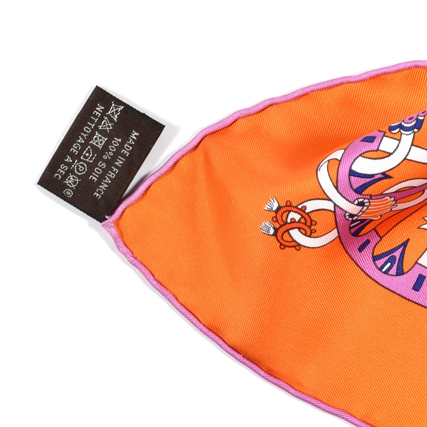 Hermes Silk La Folle Parade Scarf 90 Orange White Mauve 6 of 7