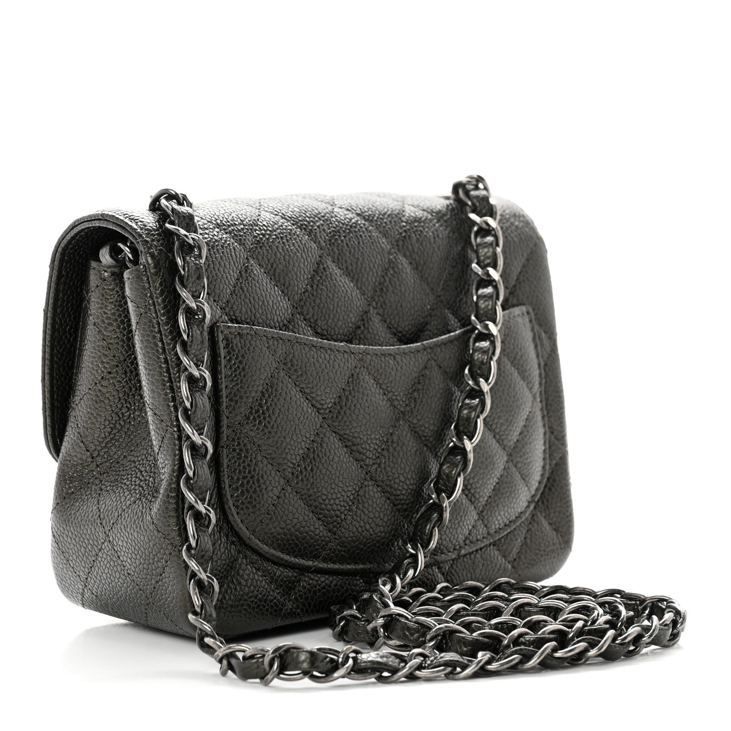 Chanel Metallic Caviar Quilted Mini Square Flap Dark Charcoal 2 of 8