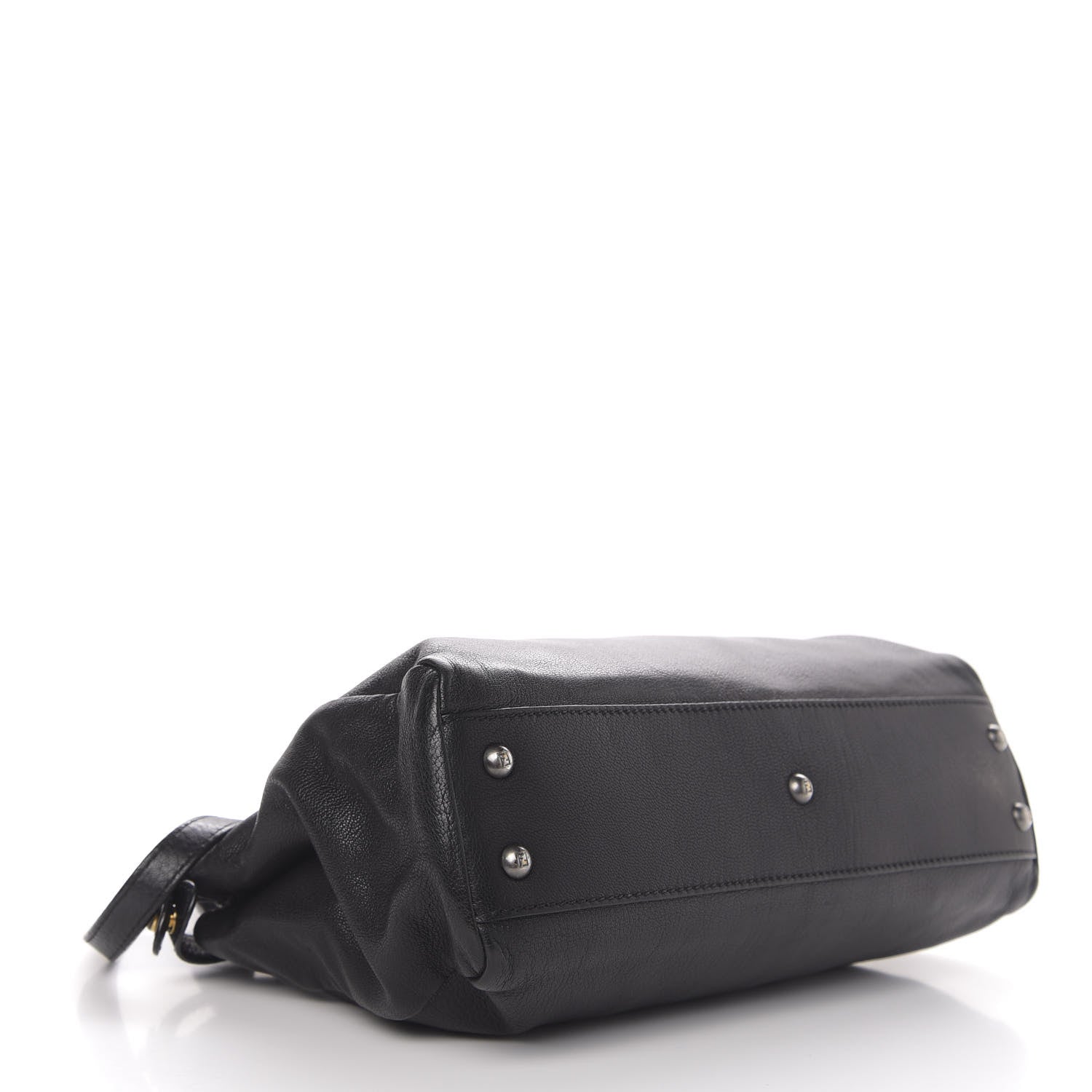 Fendi Goatskin Zucca Medium Peekaboo Iconic Satchel Black Tobacco 5 of 10