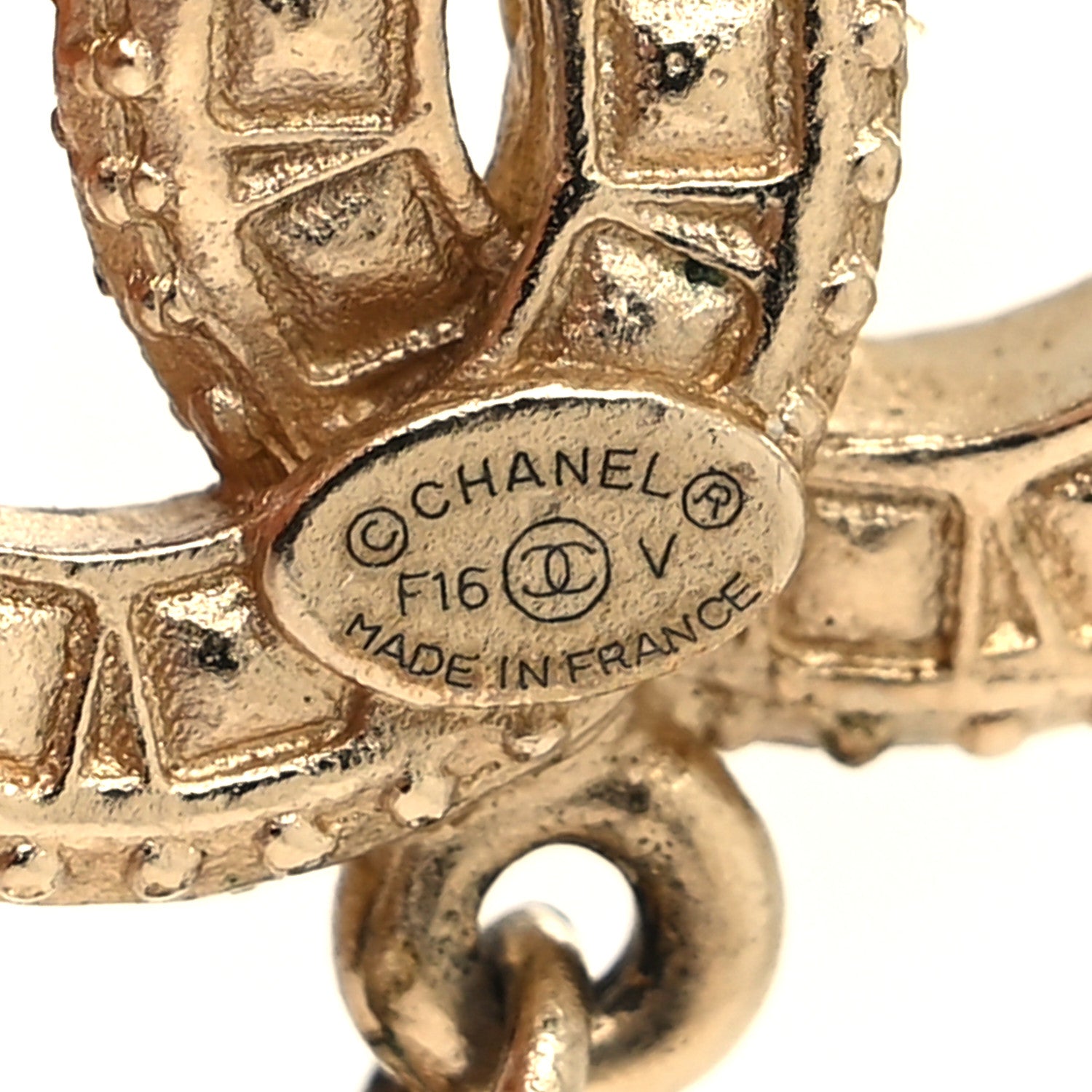 Chanel Crystal Pearl CC Drop Earrings Gold 4 of 5