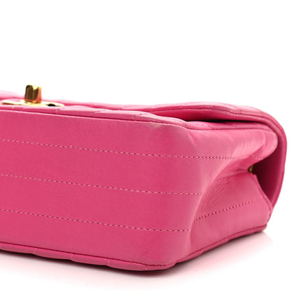 Chanel Lambskin Chevron Quilted Mini Rectangular Flap Pink 10 of 11