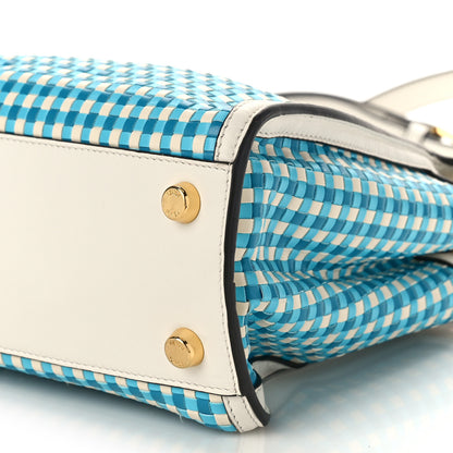 Fendi Vitello Woven Medium Peekaboo Iconic Essentially Satchel Blue 9 of 10