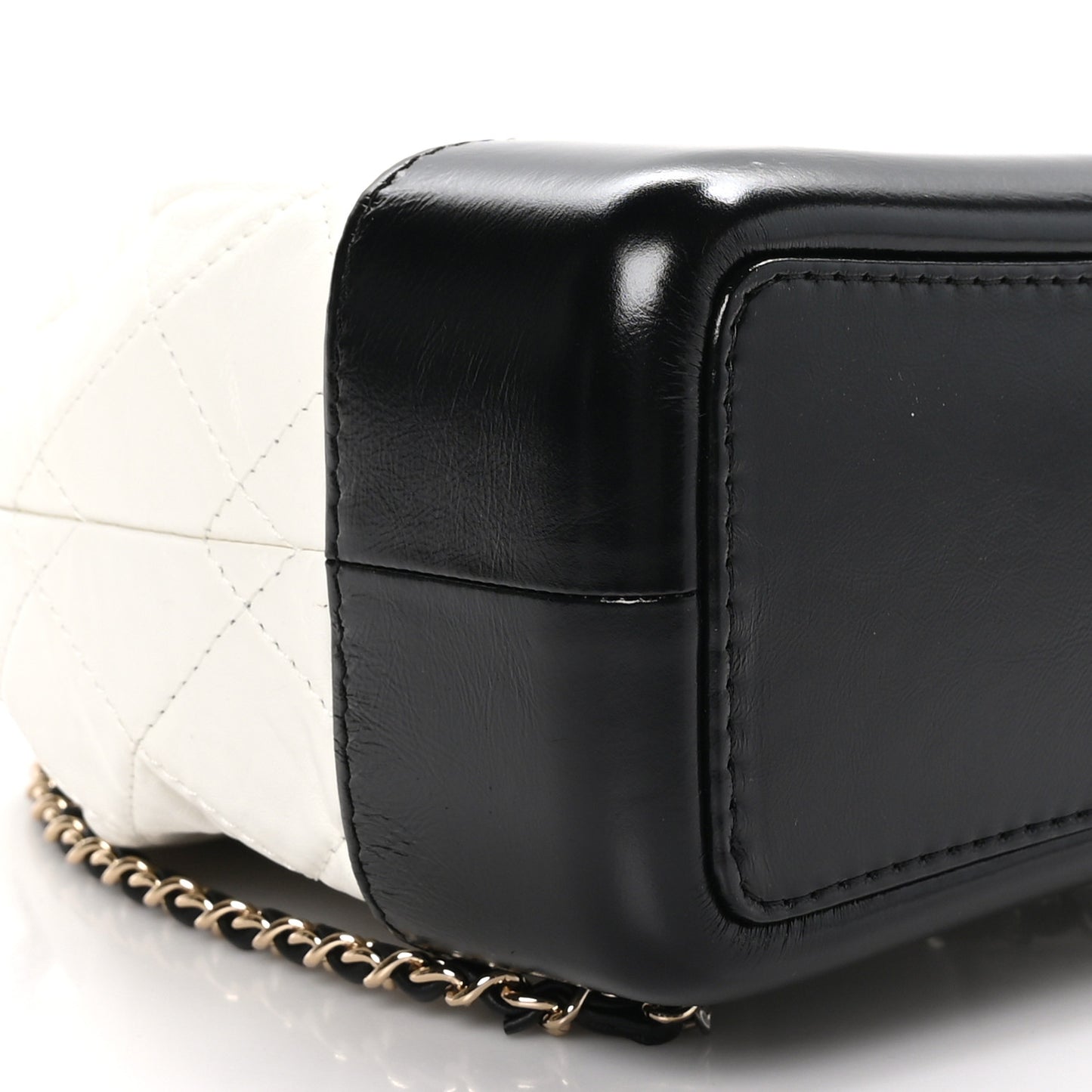 Aged Calfskin Quilted Small Gabrielle Backpack Black White