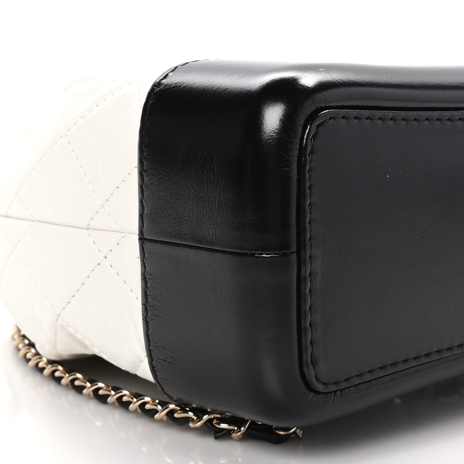 Chanel Aged Calfskin Quilted Small Gabrielle Backpack Black White 9 of 11