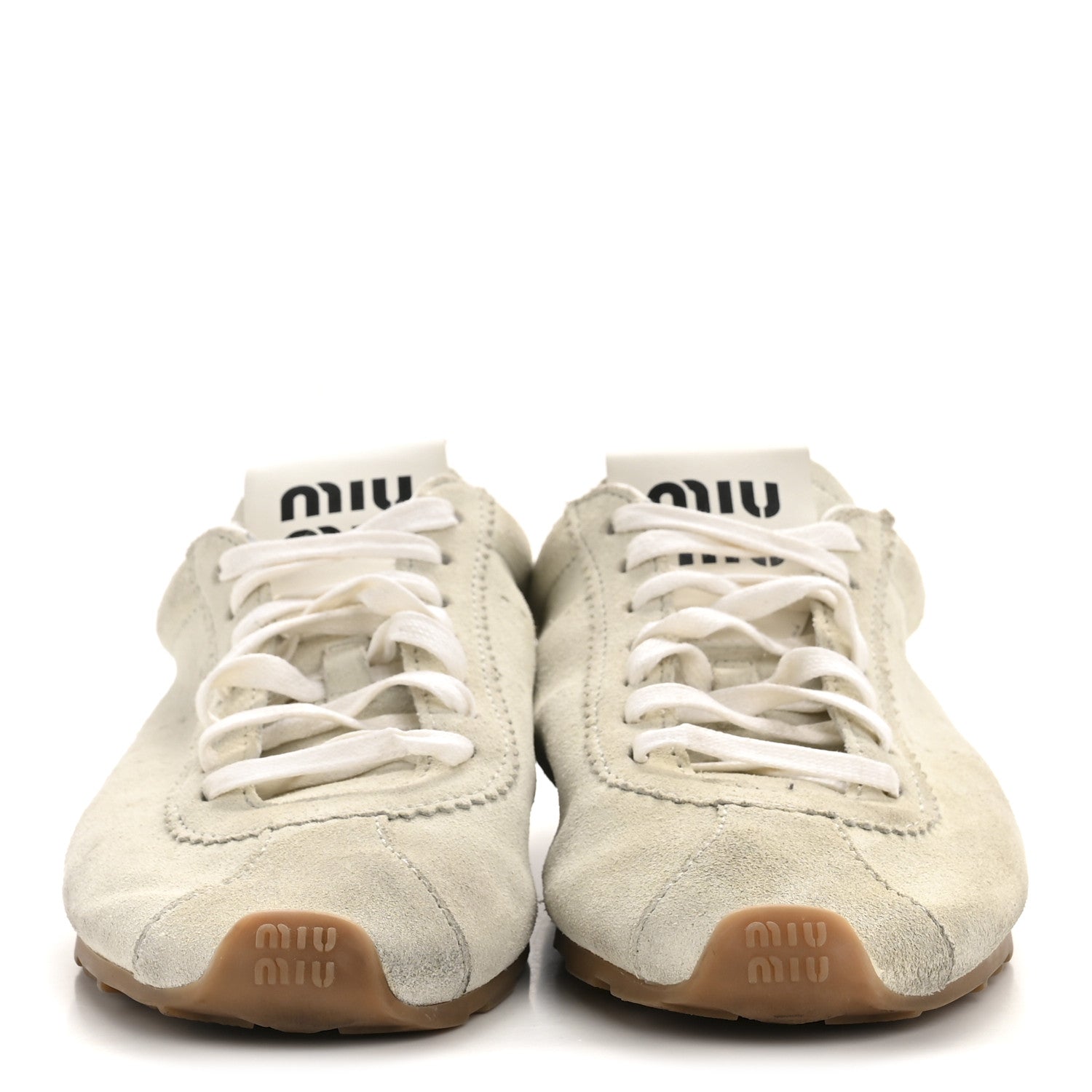 Miu Miu Bleached Suede Womens Plume Low Top Sneakers 39 White 3 of 8