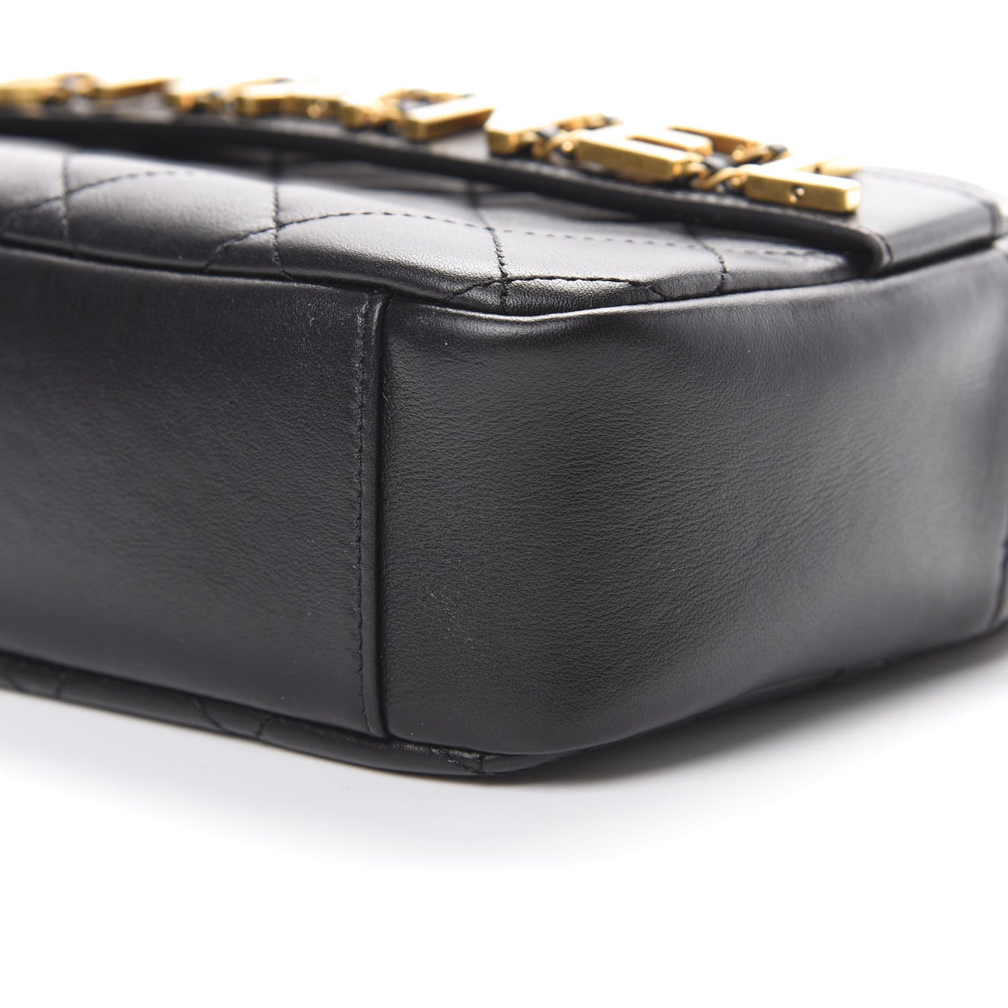 Calfskin Quilted Enchained Camera Case Bag Black