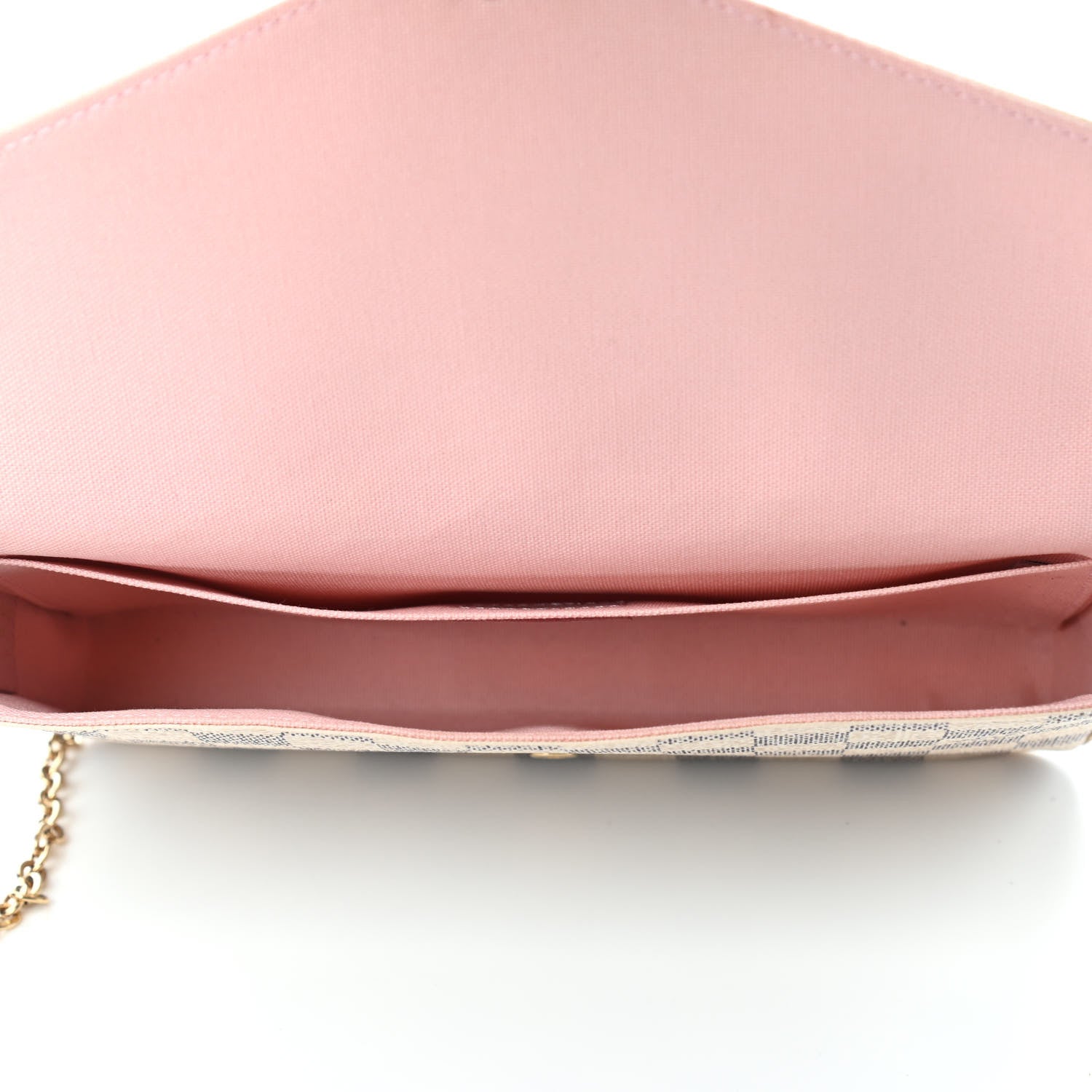 Louis Vuitton Damier Azur Pochette Felicie Chain Wallet Rose Ballerine 6 of 14