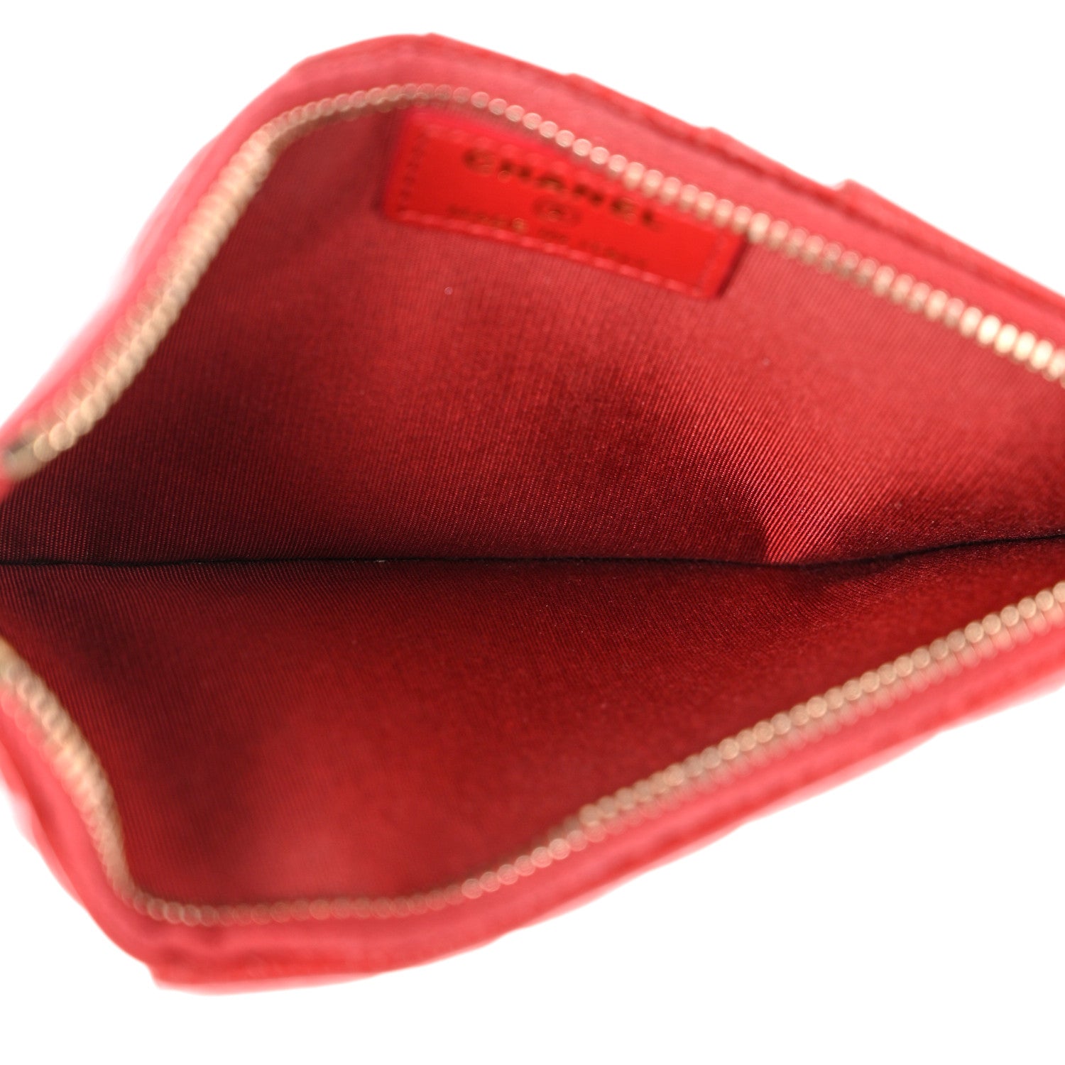 Chanel Caviar Camellia Embossed Classic Flat Wallet Pouch Red 5 of 15