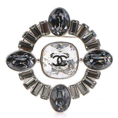 Chanel Baguette Crystal CC Brooch Silver 1 of 5