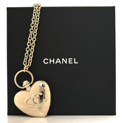 Chanel Metal CC Heart Locket Necklace Gold 6 of 6