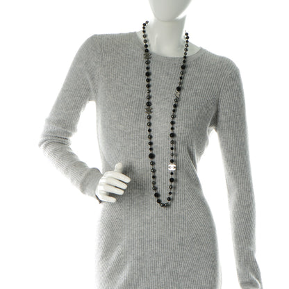 Chanel Ruthenium Pearl Beaded CC Long Necklace Black 2 of 4