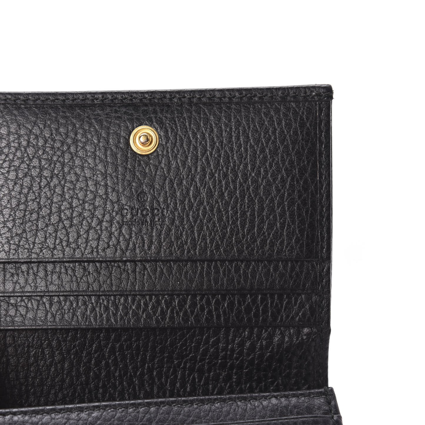 Pebbled Calfskin GG Marmont Card Case Black