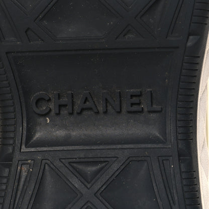 Chanel Velvet Calfskin Mixed Fibers CC Sneakers 39 Ivory Black 8 of 9