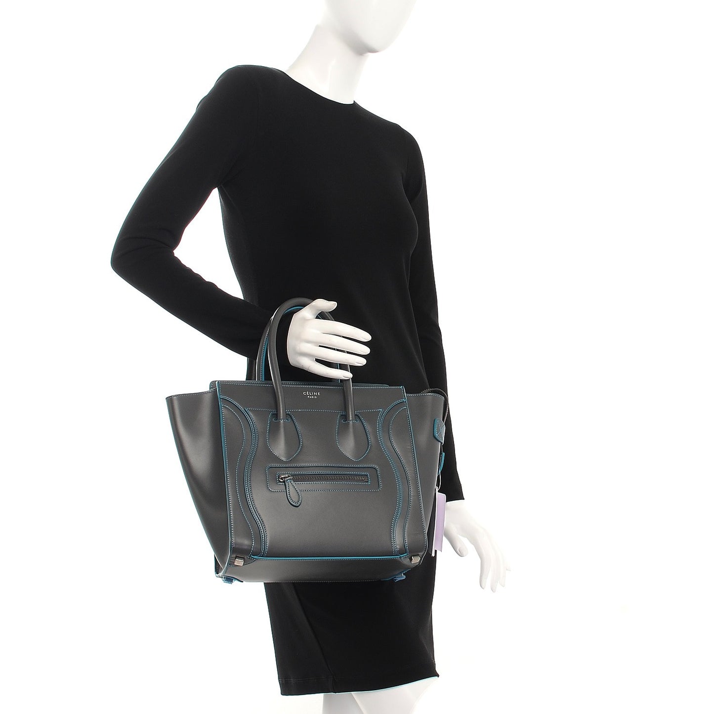 Satin Debossed Calfskin Micro Luggage Anthracite