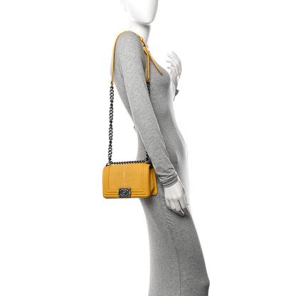 Chanel Galuchat Stingray Small Boy Flap Yellow 3 of 12
