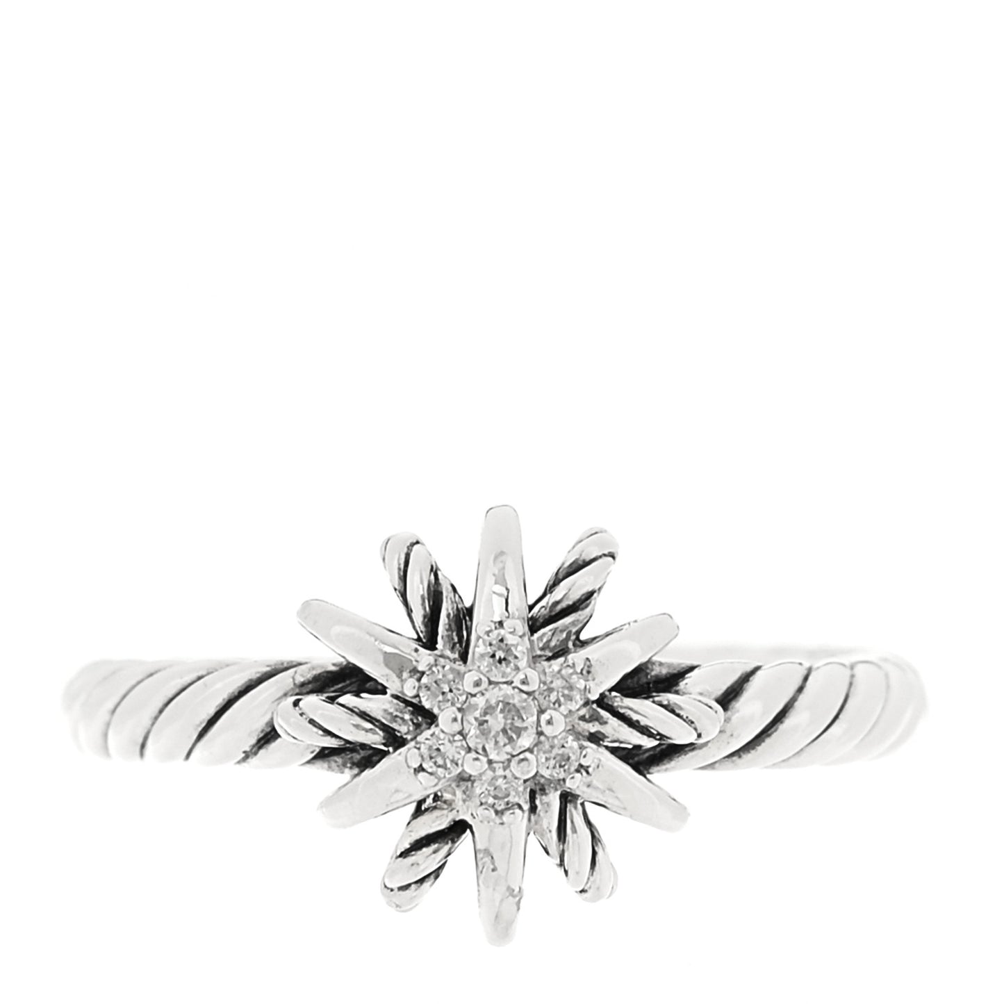 Sterling Silver Diamond Petite Starburst Ring 49 5