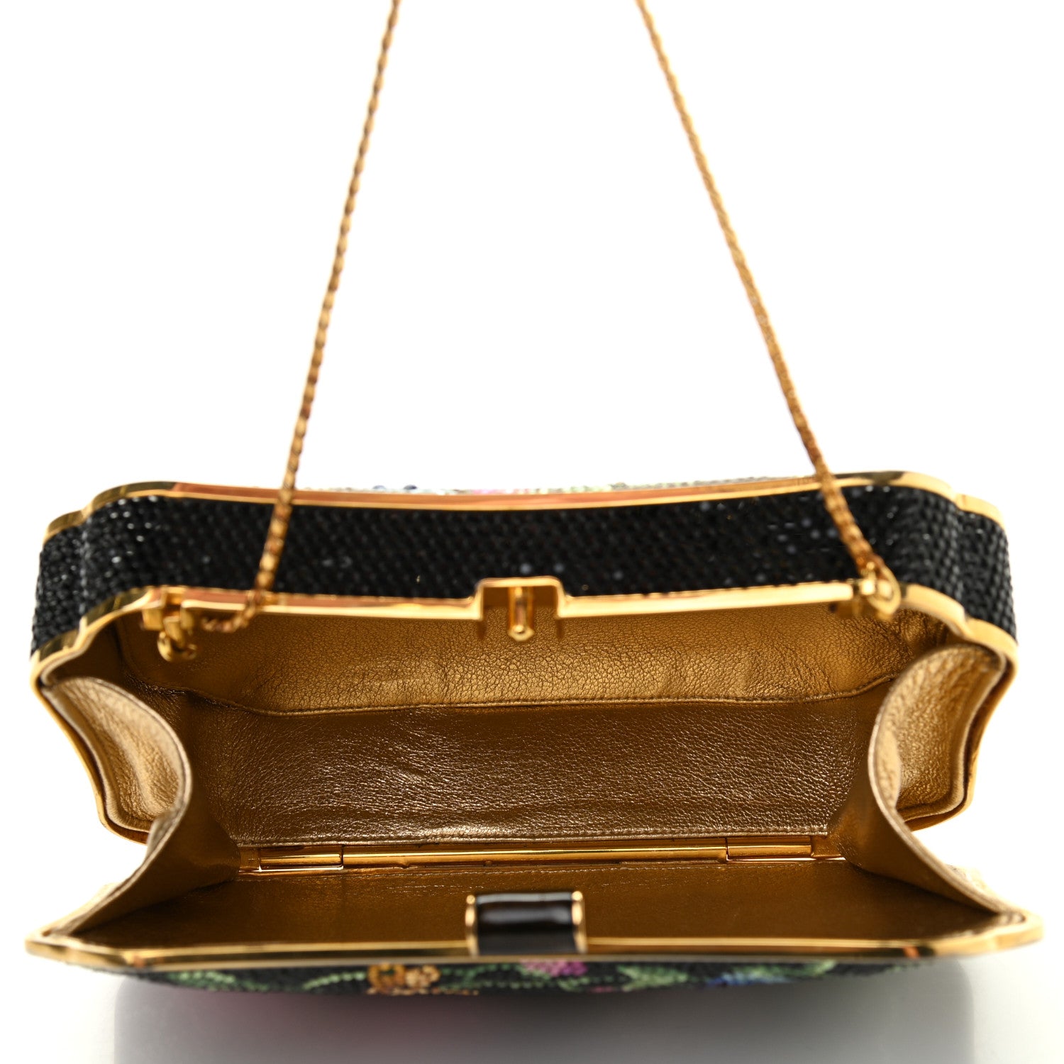 Judith Leiber Crystal Dragonfly Minaudiere Clutch Black Gold Multicolor 5 of 6