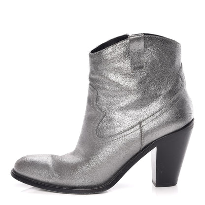 Saint Laurent Metallic Suede Curtis Ankle Boots 39 Dark Silver 1 of 22