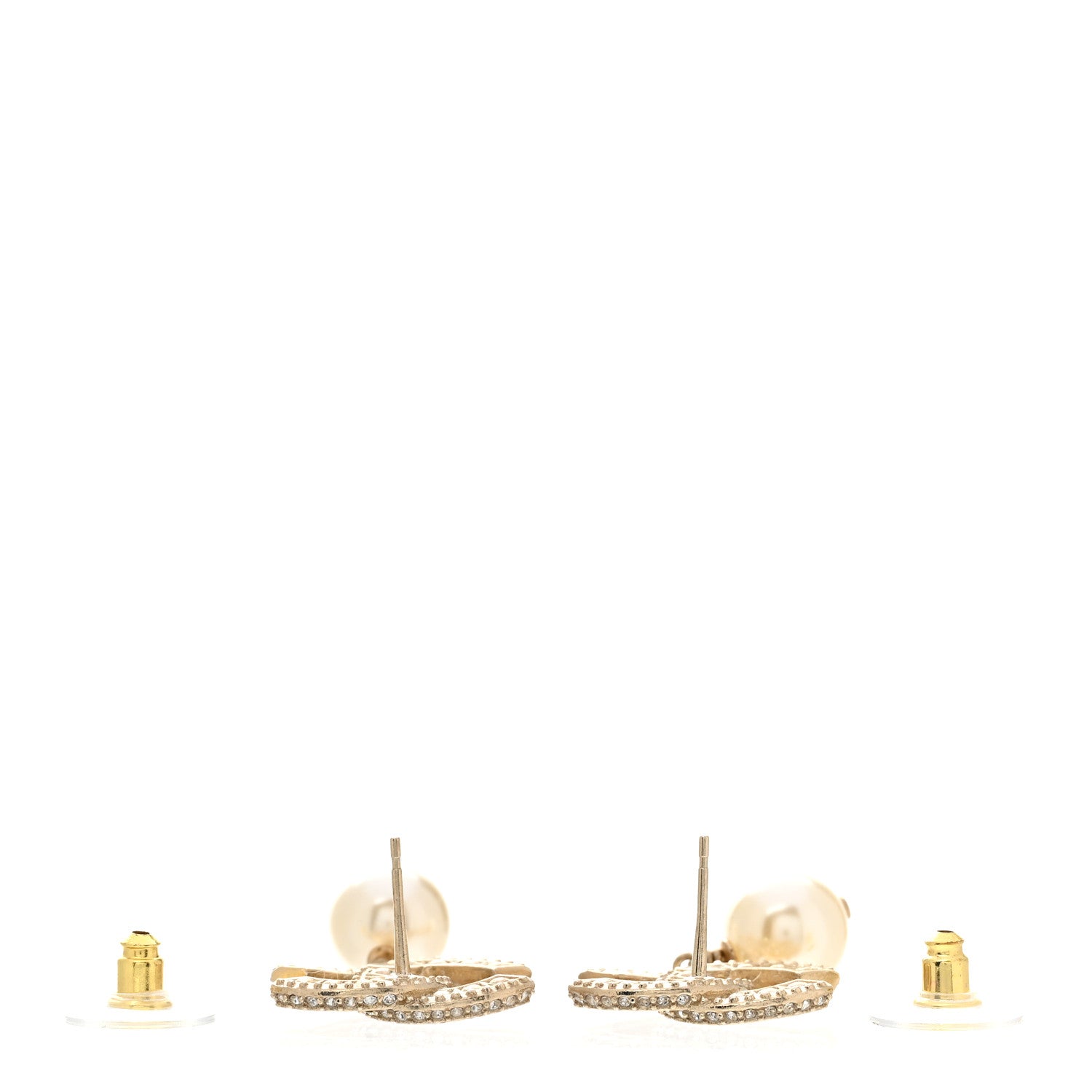 Chanel Crystal Pearl CC Drop Earrings Gold 3 of 5