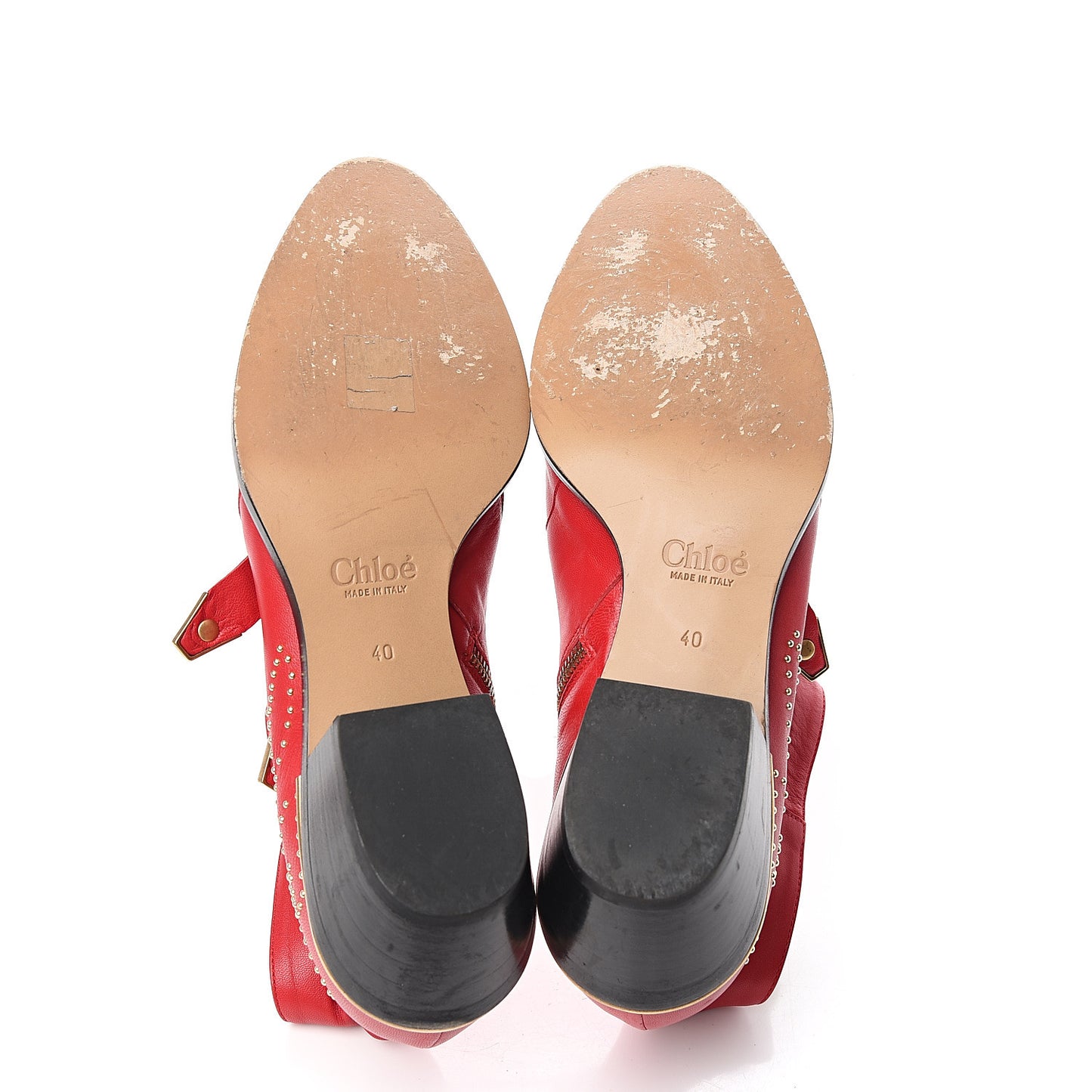 Nappa Sheepskin Studded Susanna Ankle Boots 40 Tulip Red