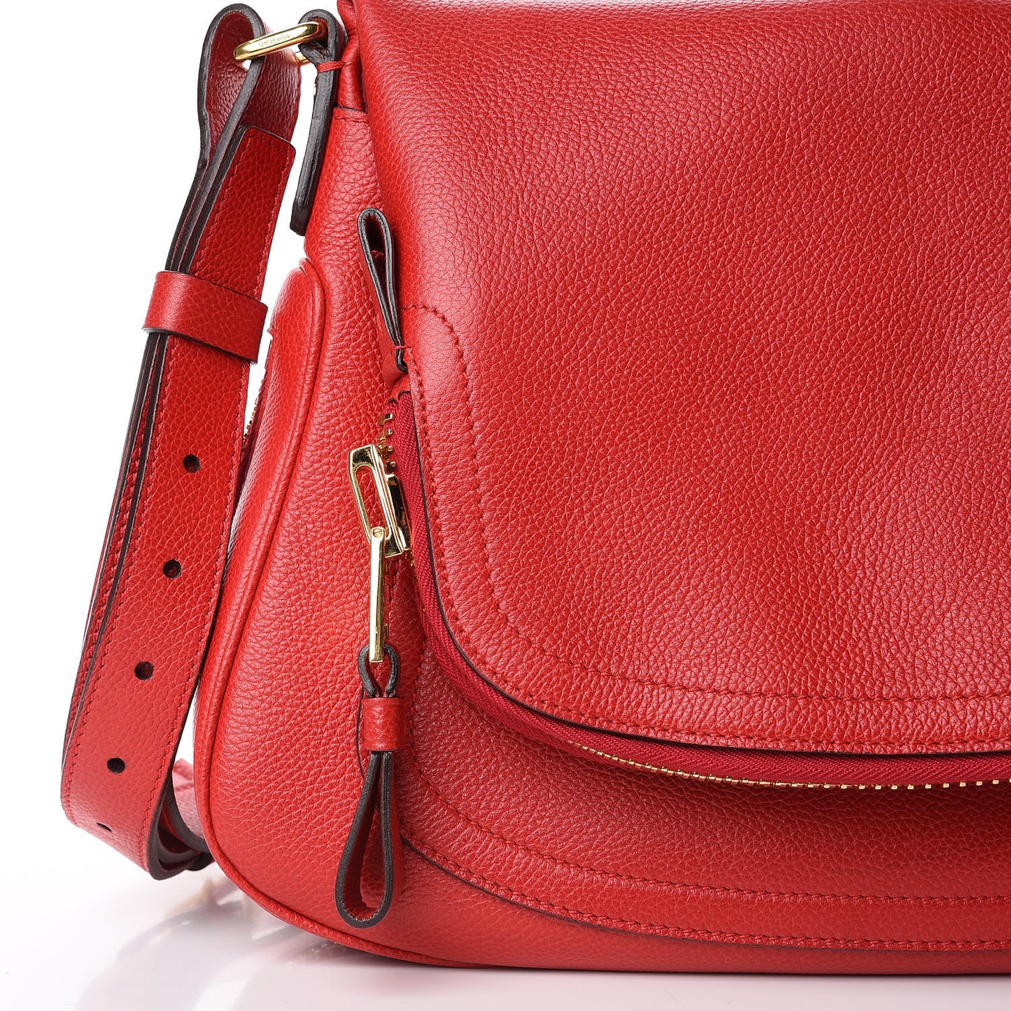 Pebbled Calfskin Medium Jennifer Flame Red