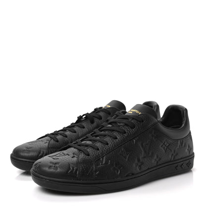 Louis Vuitton Grained Calfskin Embossed Monogram Mens Luxembourg Sneakers 10 Black 3 of 8