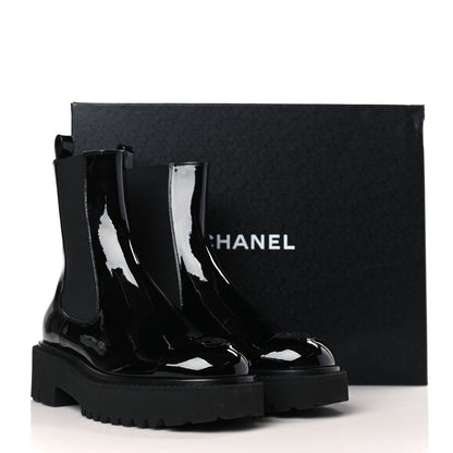 Chanel Patent Cap Toe Short Boots 38 Black 9 of 9