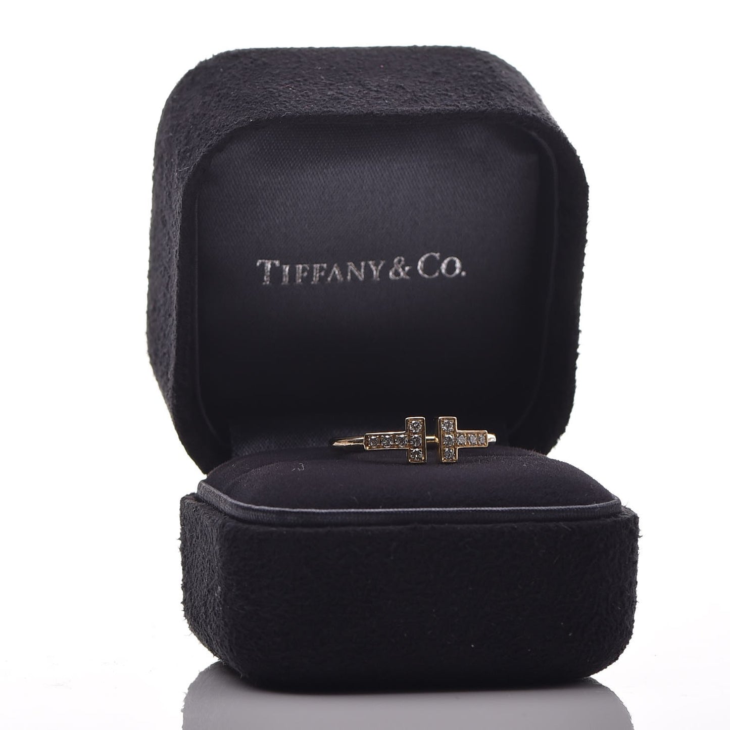 18K Yellow Gold Diamond T Wire Ring 52 6