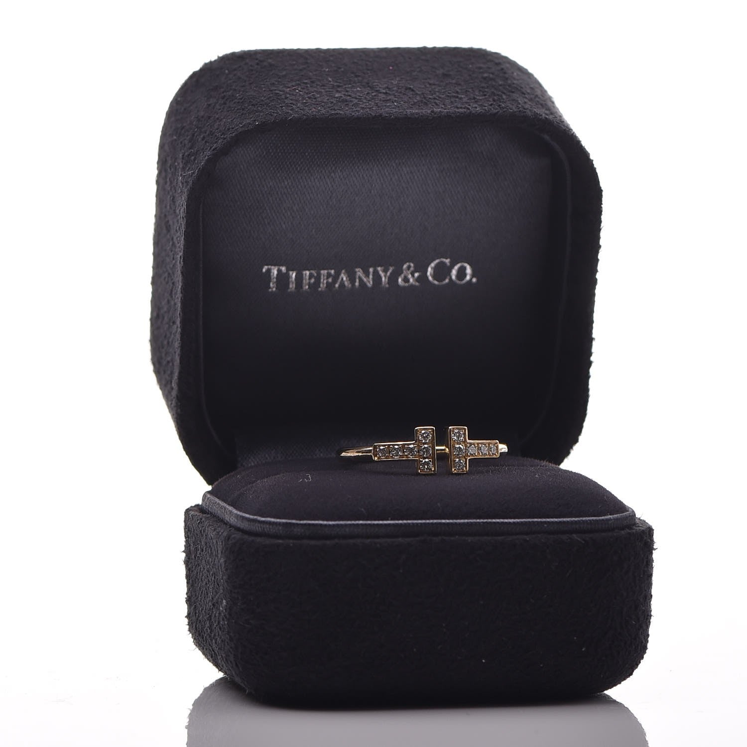 Tiffany 18K Yellow Gold Diamond T Wire Ring 52 6 6 of 6