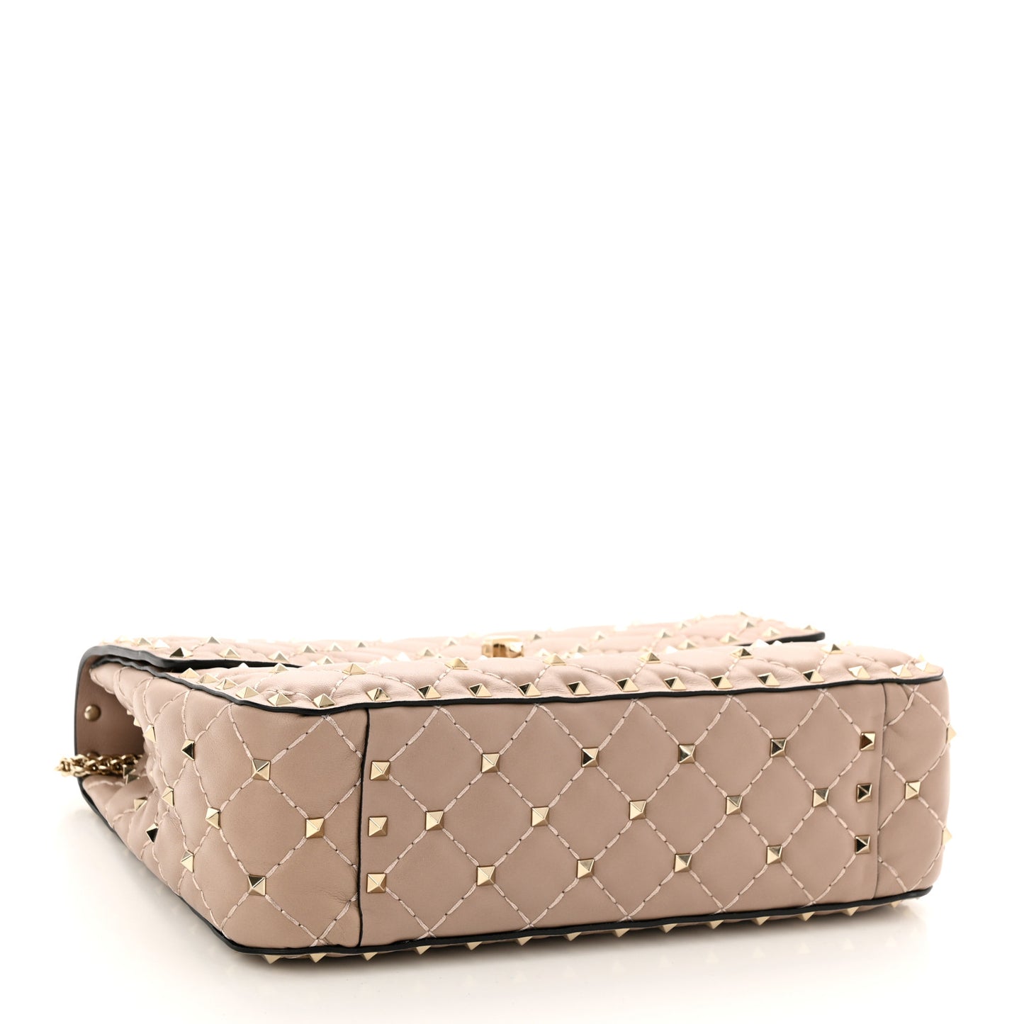 Lambskin Medium Rockstud Spike Shoulder Bag Poudre
