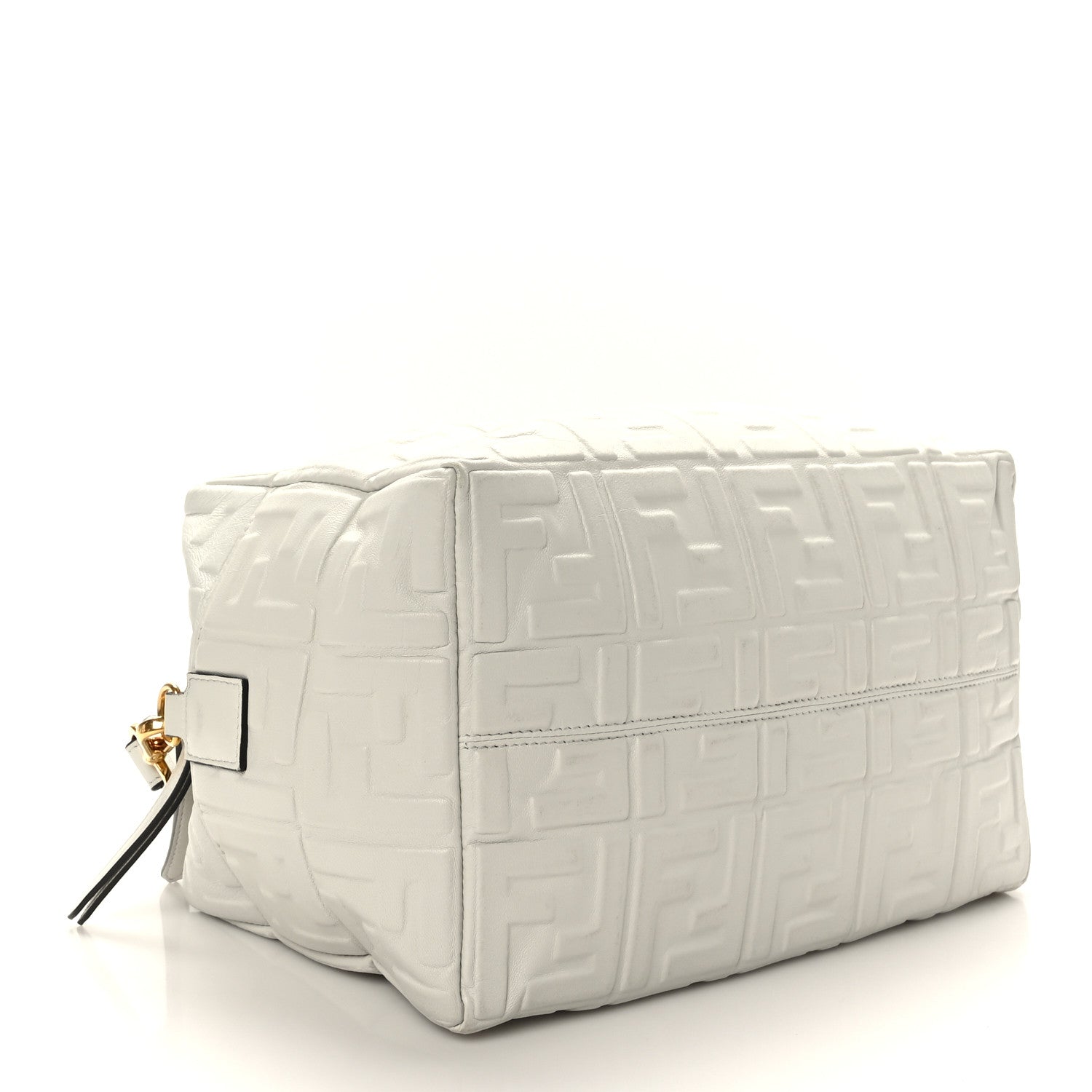 Fendi Nappa FF 1974 Embossed Small Boston White 4 of 11