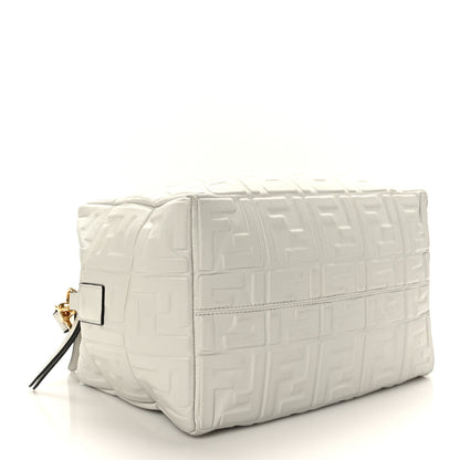 Fendi Nappa FF 1974 Embossed Small Boston White 4 of 11