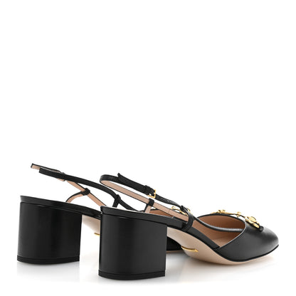 Gucci Malaga Kid Horsebit 70mm Slingback Pumps 40 Black 5 of 11