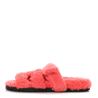 Hermes Woolskin Womens Chypre Sandals 40 Rose Du Desert 1 of 8