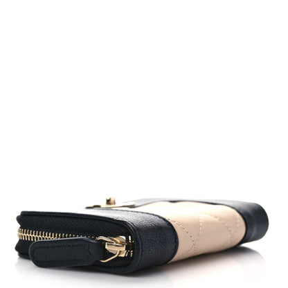 Chanel Sheepskin Quilted Mademoiselle Vintage Zip Coin Purse Beige Black 4 of 8